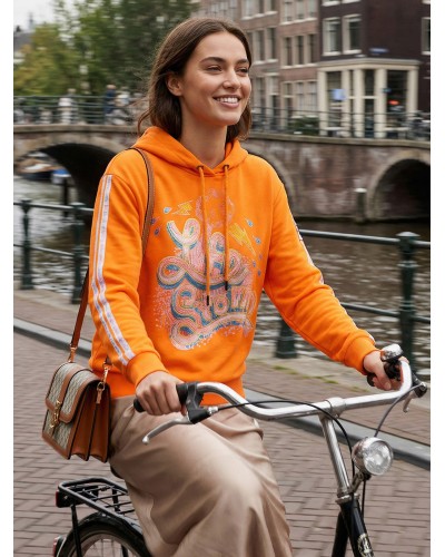 Bas Hood Orange | Women's Sweatshirt | Custo Barcelona